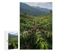 Illustrated Coffee Plantation on Terraced Hills Jigsaw Puzzle, 300 PCS, for Adults, A Creative Way to Unwind after A Busy Day, for Family Fun