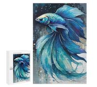 Illustrated Elegant Blue Betta Fish Jigsaw Puzzle, 1000 PCS, for Adults, An Engaging Indoor Activity for Quiet Evenings, at Home