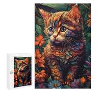 Illustrated Floral Whimsy A Cat's Tale Jigsaw Puzzle, 1000 PCS, for Adults, Versatile Leisure for Adults Who Enjoy Jigsaws, at Home