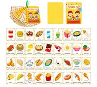 Illustrated Food Learning Cards, 48 Paper Cards for Practice | 48 Paper Cards with English Labels for Preschool Lesson Review, Practice, and Daily Use, Guided Home Study