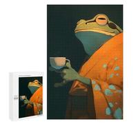 Illustrated Frog in Kimono Drinking Tea Jigsaw Puzzle, 1000 PCS, for Adults, A Creative Way to Unwind after A Busy Day, for Family Fun
