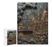 Illustrated Golden Budapest City Stone Relief Jigsaw Puzzle, 500 PCS, for Adults, An Engaging Indoor Activity for Quiet Evenings, at Home