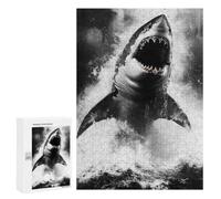 Illustrated Great White Shark Breaching The Ocean Jigsaw Puzzle, 300 PCS, for Adults, A Creative Way to Unwind after A Busy Day, for Cosy Nights
