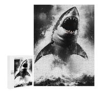Illustrated Great White Shark Breaching The Ocean Jigsaw Puzzle, 500 PCS, for Adults, A Creative Way to Unwind after A Busy Day, for Puzzle Fans