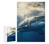 Illustrated Great White Shark Underwater Sunlight Jigsaw Puzzle, 300 PCS, for Adults, A Creative Way to Unwind after A Busy Day, for Cosy Nights