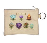 Illustrated Guide to Exotic Alien Flowers Key Chain Coin Purse Beige