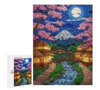 Illustrated Japanese Landscape Stained Glass Style Jigsaw Puzzle, 500 PCS, for Adults, Versatile Leisure for Adults Who Enjoy Jigsaws, at Home