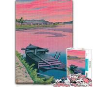 Illustrated Jigsaw Puzzle for Adults, Akita Tsuchizakie Sunset, 500 PCS