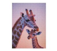 Illustrated Jigsaw Puzzle for Adults, Giraffe Mother And Calf, 500 PCS