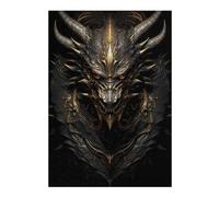 Illustrated Jigsaw Puzzle for Adults, Golden Dragon Overlord, 300 PCS