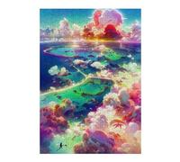 Illustrated Jigsaw Puzzle for Adults, Island in The Sky -4, 300 PCS