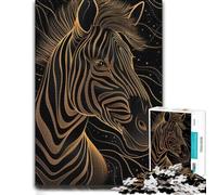 Illustrated Jigsaw Puzzle for Adults, Line Art Zebra Shine, 500 PCS