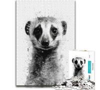 Illustrated Jigsaw Puzzle for Adults, Meerkat Beauty Black Ink, 300 PCS