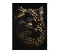 Illustrated Jigsaw Puzzle for Adults, Persian Cats Black Gold, 500 PCS