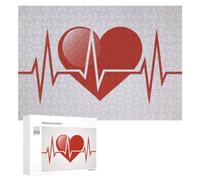 Illustrated Jigsaw Puzzle for Adults, Red Heart with ECG Line Illustration, 300 PCS