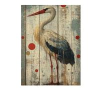 Illustrated Jigsaw Puzzle for Adults, Stork on Weathered Wood Rustic Stork Decor, 500 PCS