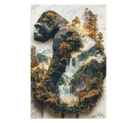 Illustrated Jigsaw Puzzle for Adults, The Gorillas Verdant Reign, 1000 PCS