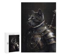Illustrated Knight Cat Warrior Jigsaw Puzzle, 300 PCS, for Adults, A Creative Way to Unwind after A Busy Day, for Puzzle Fans