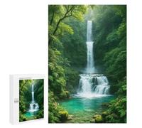 Illustrated Lush Waterfall in A Green Forest Jigsaw Puzzle, 1000 PCS, for Adults, An Engaging Indoor Activity for Quiet Evenings, at Home