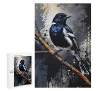 Illustrated Magpie Bird on Branch Painting Jigsaw Puzzle, 1000 PCS, for Adults, An Engaging Indoor Activity for Quiet Evenings, for Family Fun