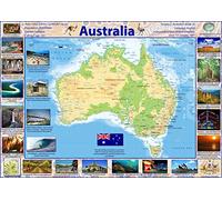 Illustrated Map of Australia - Size A1-59.4 x 84.1cm - Paper Laminated