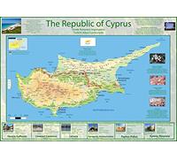 Illustrated Map of Cyprus - Size A1-59.4 x 84.1cm - Paper Laminated