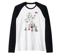 Illustrated Map of Great Britain Flag Big Cities Raglan Baseball Tee