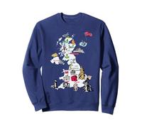 Illustrated Map of Great Britain Flag Big Cities Sweatshirt