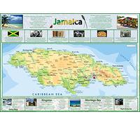Illustrated Map of Jamaica - Size A0-84.1 x 118.9cm - Paper Laminated