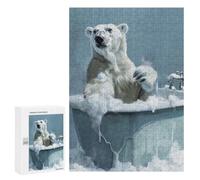 Illustrated Polar Bear Bath Tub Wash Jigsaw Puzzle, 300 PCS, for Adults, A Creative Way to Unwind after A Busy Day, for Cosy Nights