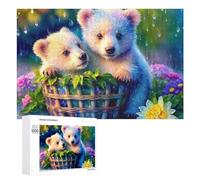Illustrated Rainy Basket Bears Jigsaw Puzzle, 1000 PCS, for Adults, A Creative Way to Unwind after A Busy Day, for Puzzle Fans