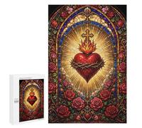 Illustrated Sacred Heart Stained Glass Window Jigsaw Puzzle, 1000 PCS, for Adults, Versatile Leisure for Adults Who Enjoy Jigsaws, at Home