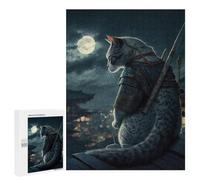 Illustrated Samurai Cat Japan Jigsaw Puzzle, 500 PCS, for Adults, An Engaging Indoor Activity for Quiet Evenings, at Home