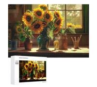 Illustrated Sunflower Cottage Kitchen Jigsaw Puzzle, 1000 PCS, for Adults, A Creative Way to Unwind after A Busy Day, for Puzzle Fans