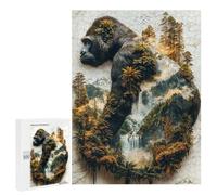 Illustrated The Gorilla's Verdant Reign Jigsaw Puzzle, 500 PCS, for Adults, Shared Puzzle Time for Family And Friends, for Quiet Evenings