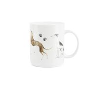 Illustrated Whippets Mug - Paw Prints Gifts for Dog Lovers - Tea/Coffee White Bone China Cup Present