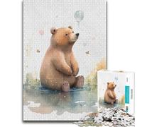 Illustrated Wooden Puzzle, Adults, Watercolor Animals Bear, 1000 Pieces | For gifting: Jigsaw Puzzle: sorting by colour, shape or image area alone or together.
