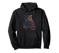 Illustrated Woodland Owl in Nature Forest Leaves Pullover Hoodie