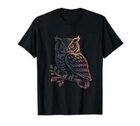 Illustrated Woodland Owl in Nature Forest Leaves T-Shirt
