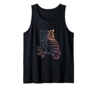 Illustrated Woodland Owl in Nature Forest Leaves Tank Top