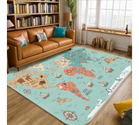 Illustrated World Map Fanciful Area Rug 5' X 7'