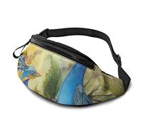 Illustration Blue Peacock Casual Waist Bag Unisex with Zipper Pockets Belt Sports Bags Running Bag Keep Fit with Exercise Jogging, Hiking Chest Pack Outdoors Workout Traveling Shoulder Bag