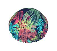 Illustration Digital Art Leaf Shower Caps Women Men Reusable Waterproof Non-Slip Quick-Dry Hair Large Cap Long Short Hair