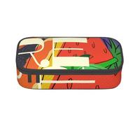 Illustration Fruit Large-Capacity Organized Pencil Case With Full-Print Design - Durable Oxford Fabric Stationery Pouch Featuring Smart Multi-Zone Layout, Mesh Pocket, Adjustable Divider & 4 Pen Slots