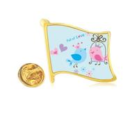 Illustration Lovely Birds Cage Golden Metal Flag Lapel Pin Badge