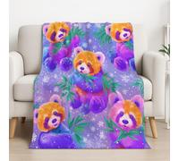 Illustration Microfiber Throw Blanket Ultra Soft Purple Dreamy Gradient Raccoon Cozy Warm Lightweight Decorative Blanket Flannel Blanket All Season for Home Couch Bed 59in × 59in (150cm × 150cm)