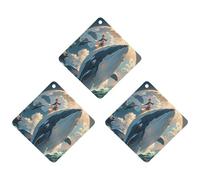 Illustration of A Whale Car Air Freshener, 3 Pcs Rhombus Hanging Air Freshener Cards, Long Lasting Fragrance Scented Cards for Car, Home, Office Black-style