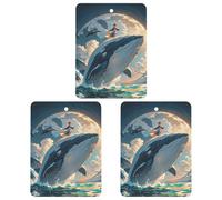 Illustration of A Whale Car Air Freshener, 3 Pcs Square Hanging Air Freshener Cards, Long Lasting Fragrance Scented Cards for Car, Home, Office White-style