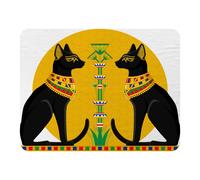 Illustration Of Black Egyptian Cats With Papyrus Blanket Benjamin Tate Design Natural 120cm x 150cm