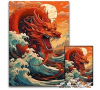 Illustration of Giant Chinese Dragon 1000 Pieces Puzzles for Adults Challenging Puzzles Ideal for Lover, Perfect Christmas, New Year, Valentine's Gift 1000 PCS(38x26cm)